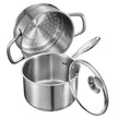 2.5 QT Stainless Steel Saucepan with Steamer Insert & Glass Lid, Tri-Ply Bottom Sauce Pot for Induction, Gas & Electric Cooktops