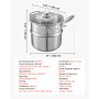 2.5 QT Stainless Steel Saucepan with Steamer Insert & Glass Lid, Tri-Ply Bottom Sauce Pot for Induction, Gas & Electric Cooktops