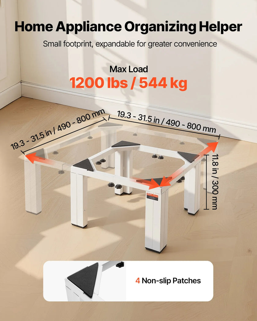 VEVOR Adjustable Laundry Pedestal Stand, 12 in Height, Heavy-Duty Steel, White