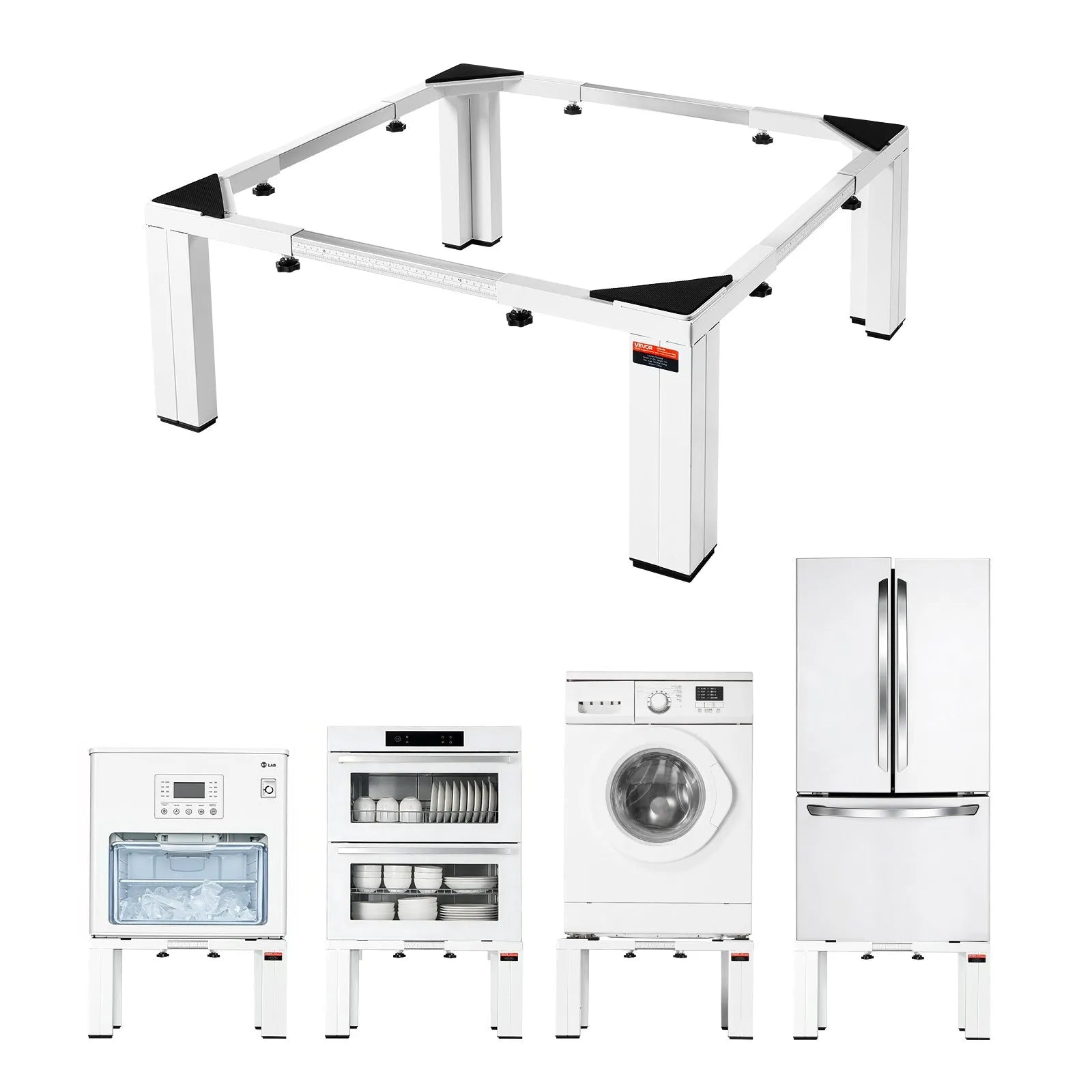 VEVOR Adjustable Laundry Pedestal Stand, 12 in Height, Heavy-Duty Steel, White