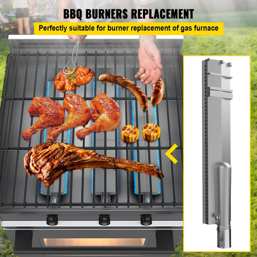 VEVOR Grill Burners, Stainless Steel BBQ Burners Replacement, 1 Pack Grill Burner Replacement, Flame Grill with 16.1\