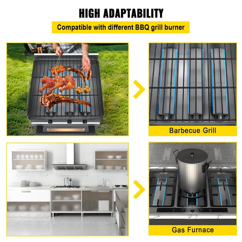 VEVOR Grill Burners, Stainless Steel BBQ Burners Replacement, 1 Pack Grill Burner Replacement, Flame Grill with 16.1\