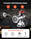 VEVOR Manual Meat Grinder 304 Stainless Steel Meat Grinder with 2 Fixing Method