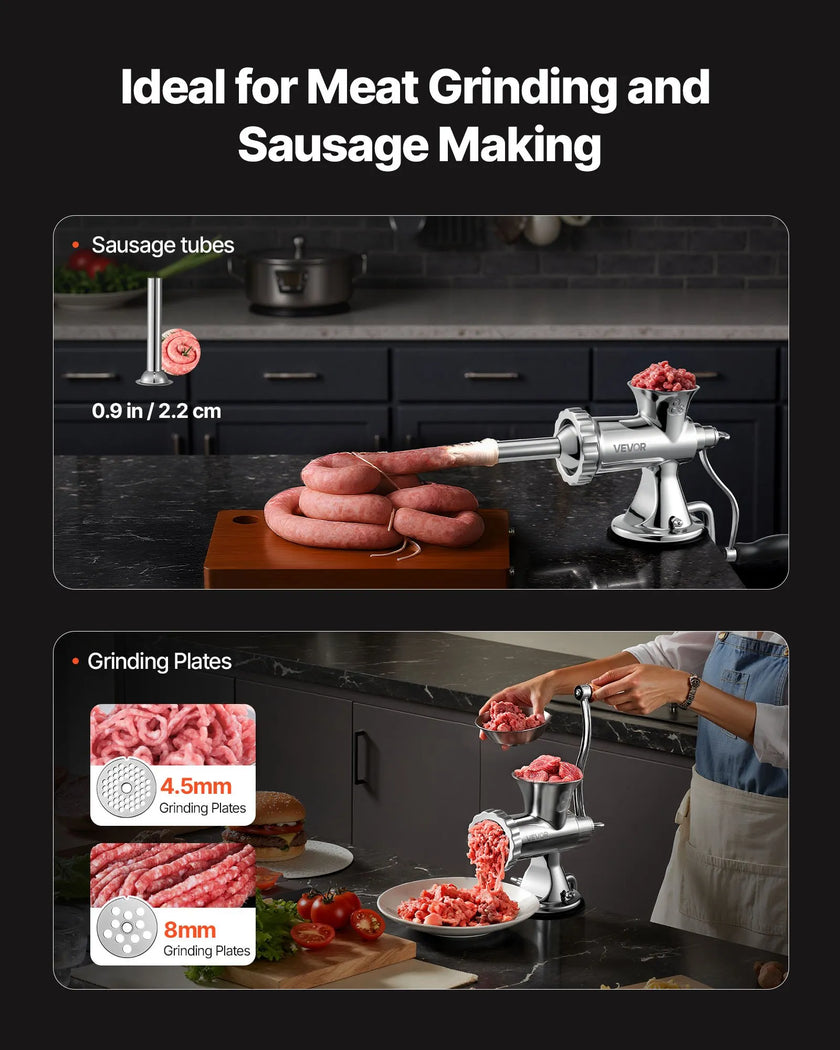 VEVOR Manual Meat Grinder 304 Stainless Steel Meat Grinder with 2 Fixing Method