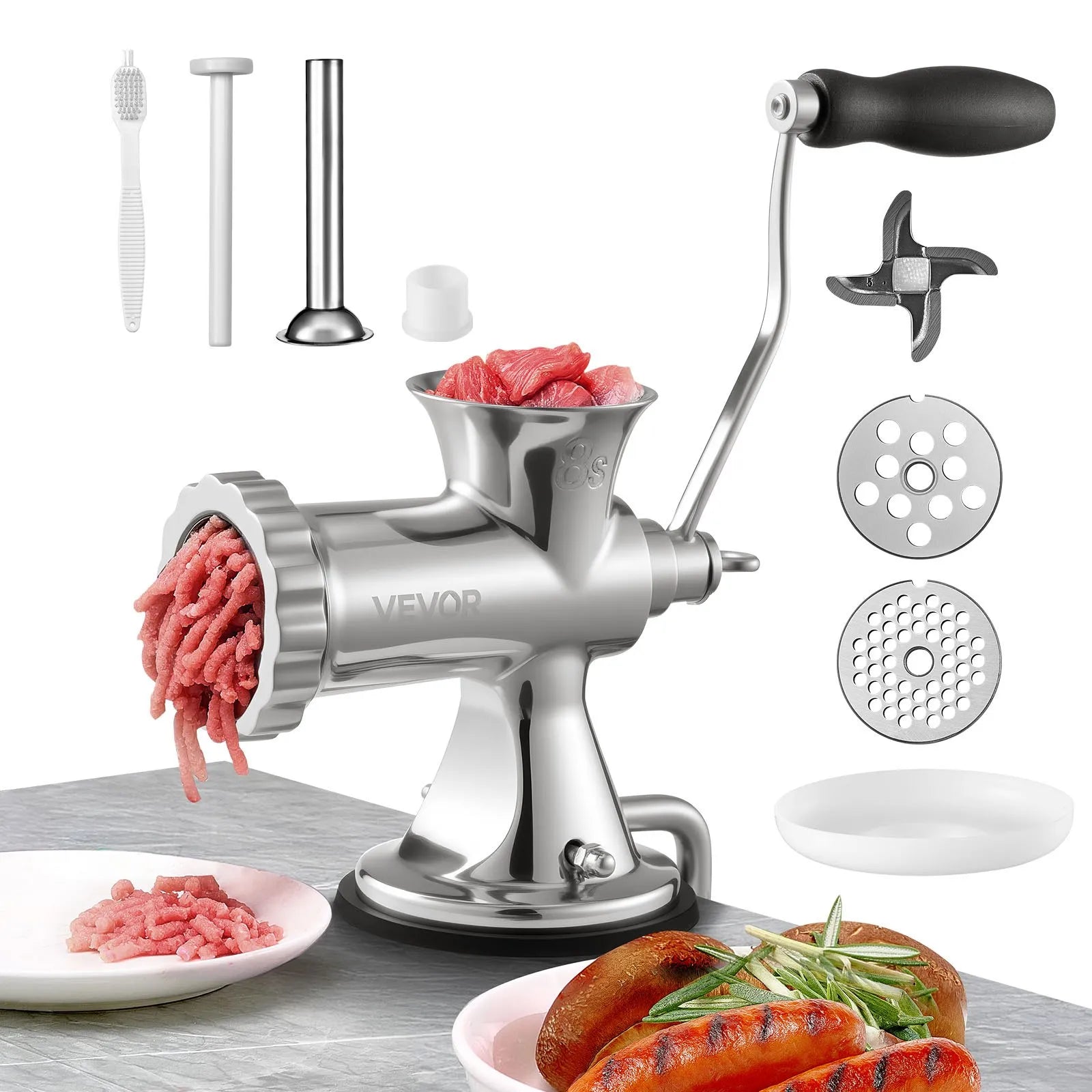 VEVOR Manual Meat Grinder 304 Stainless Steel Meat Grinder with 2 Fixing Method