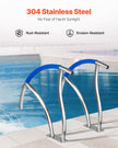 VEVOR Swimming Pool Handrail Ladder Handrail Stainless Steel Rail w/ Base Plate
