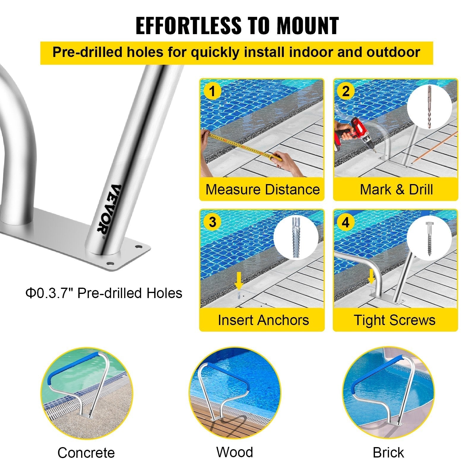 VEVOR Pool Rail 48x36