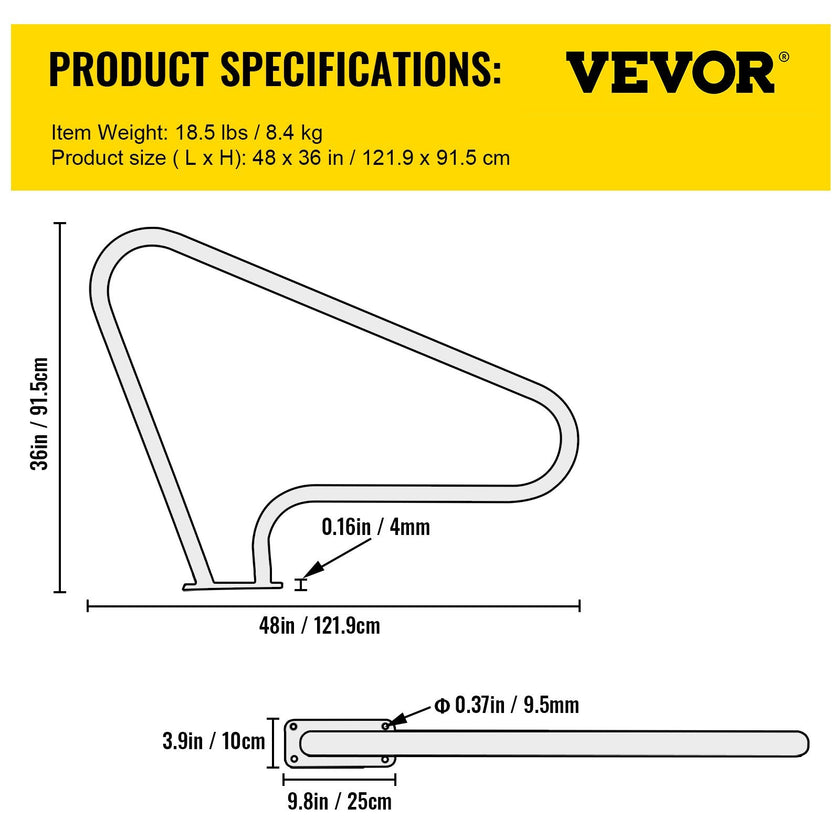 VEVOR Pool Rail 48x36