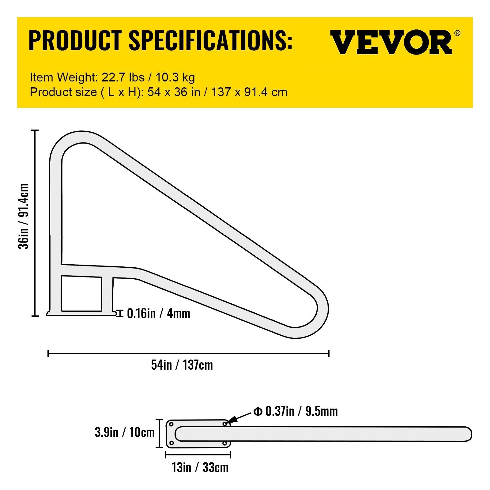 VEVOR Pool Rail 54x36