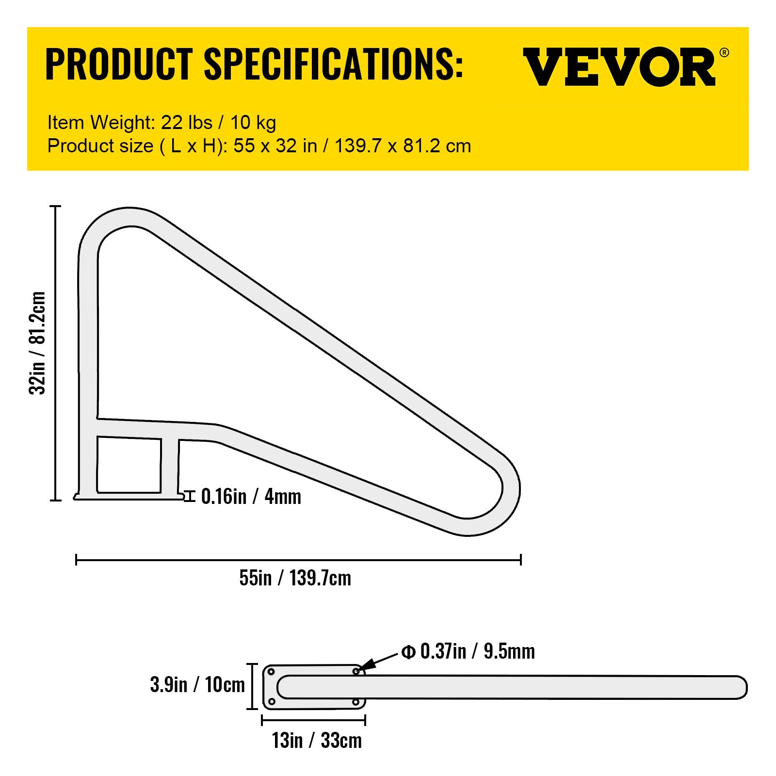 VEVOR Pool Rail 55x32