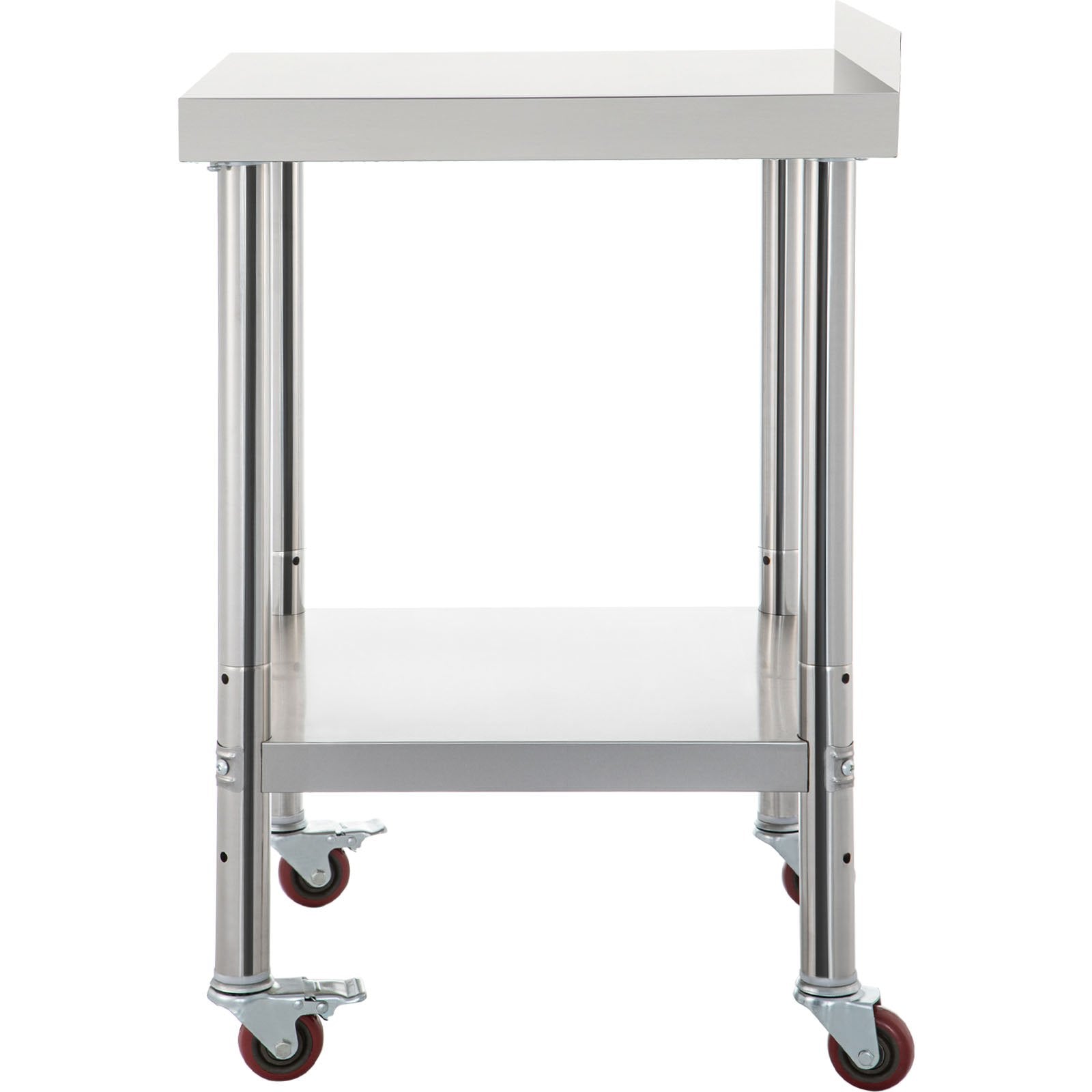 VEVOR Stainless Steel Prep Table, 24 x 24 x 35 Inch, 440lbs Load Capacity Heavy Duty Metal Worktable with Backsplash Adjustable Undershelf & 4 Casters, Commercial Workstation for Kitchen Restaurant