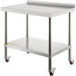 VEVOR Stainless Steel Prep Table, 24 x 24 x 35 Inch, 440lbs Load Capacity Heavy Duty Metal Worktable with Backsplash Adjustable Undershelf & 4 Casters, Commercial Workstation for Kitchen Restaurant