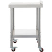 VEVOR Stainless Steel Prep Table, 30 x 24 x 35 Inch, 440lbs Load Capacity Heavy Duty Metal Worktable with Backsplash Adjustable Undershelf & 4 Casters, Commercial Workstation for Kitchen Restaurant