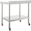 VEVOR Stainless Steel Prep Table, 30 x 24 x 35 Inch, 440lbs Load Capacity Heavy Duty Metal Worktable with Backsplash Adjustable Undershelf & 4 Casters, Commercial Workstation for Kitchen Restaurant