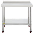 VEVOR Stainless Steel Prep Table, 36 x 24 x 35 Inch, 440lbs Load Capacity Heavy Duty Metal Worktable with Backsplash Adjustable Undershelf & 4 Casters, Commercial Workstation for Kitchen Restaurant