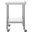 VEVOR Stainless Steel Prep Table, 36 x 24 x 35 Inch, 440lbs Load Capacity Heavy Duty Metal Worktable with Backsplash Adjustable Undershelf & 4 Casters, Commercial Workstation for Kitchen Restaurant