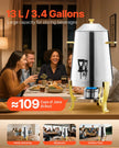 VEVOR Stainless Steel Hot Tea & Cold Drink Dispenser 3.4 Gal Beverage Dispenser
