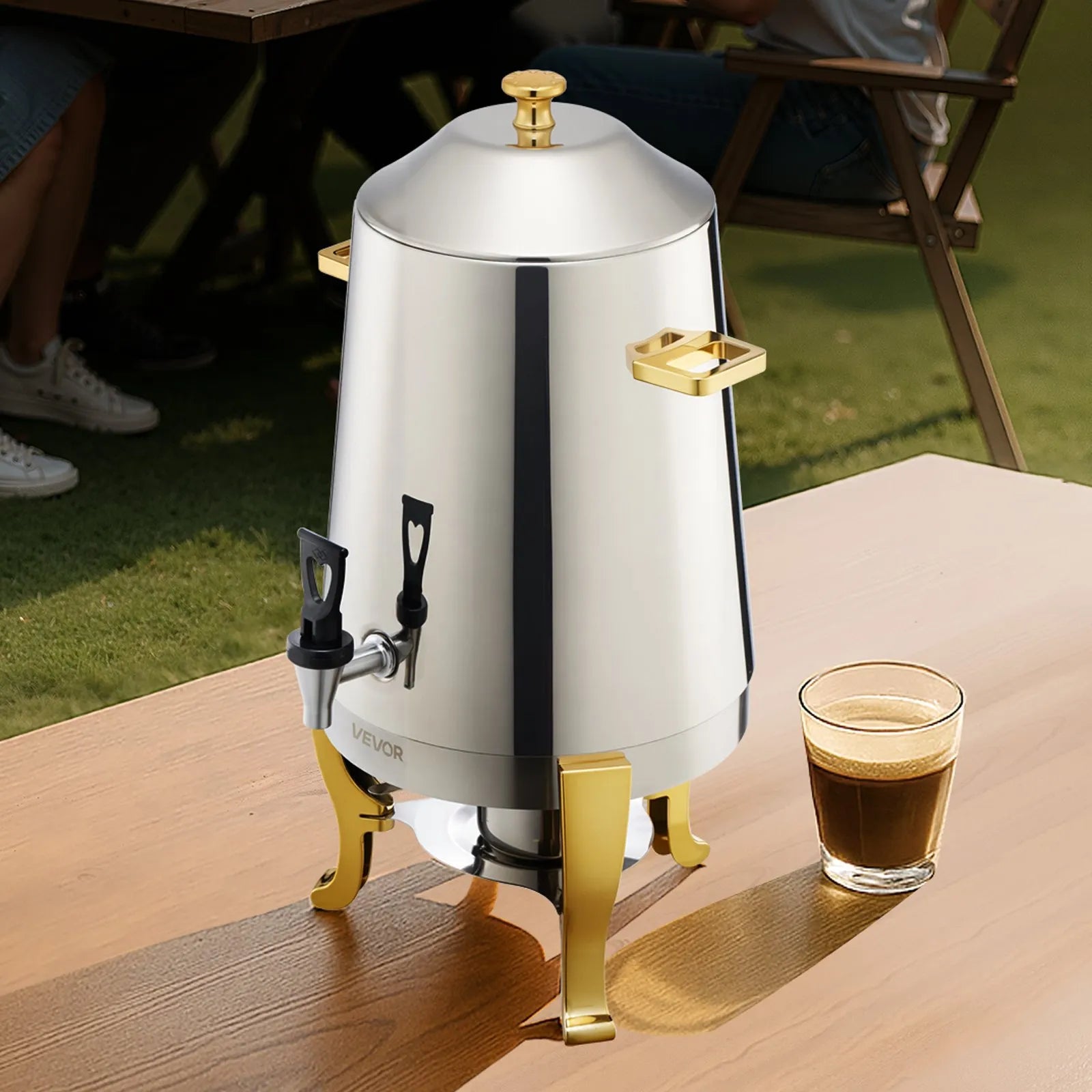 VEVOR Stainless Steel Hot Tea & Cold Drink Dispenser 3.4 Gal Beverage Dispenser