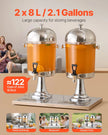 VEVOR Drink Dispenser 2.1 Gal x 2 Beverage Dispenser for Party with Spigot Tray