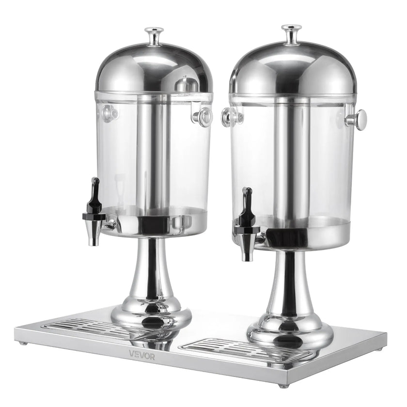 VEVOR Drink Dispenser 2.1 Gal x 2 Beverage Dispenser for Party with Spigot Tray
