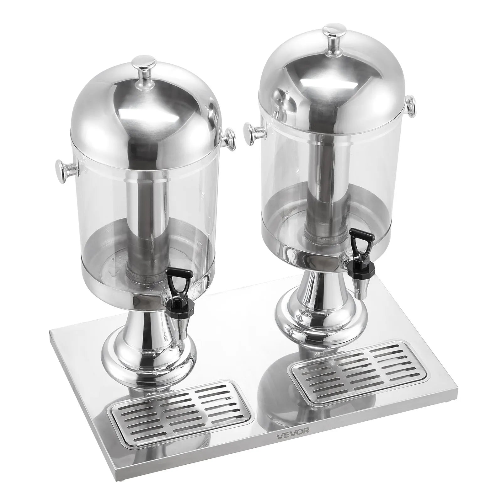 VEVOR Drink Dispenser 2.1 Gal x 2 Beverage Dispenser for Party with Spigot Tray