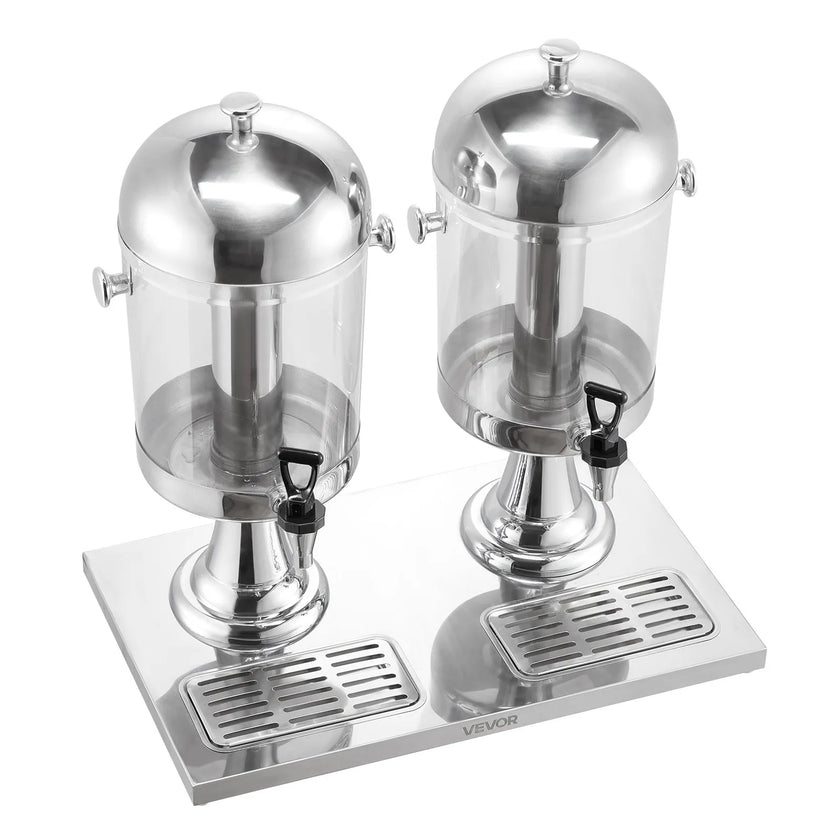 VEVOR Drink Dispenser 2.1 Gal x 2 Beverage Dispenser for Party with Spigot Tray