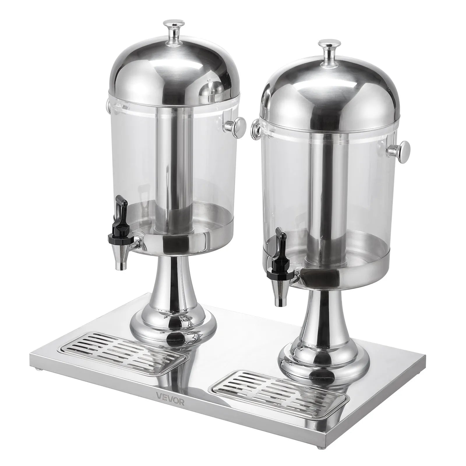 VEVOR Drink Dispenser 2.1 Gal x 2 Beverage Dispenser for Party with Spigot Tray
