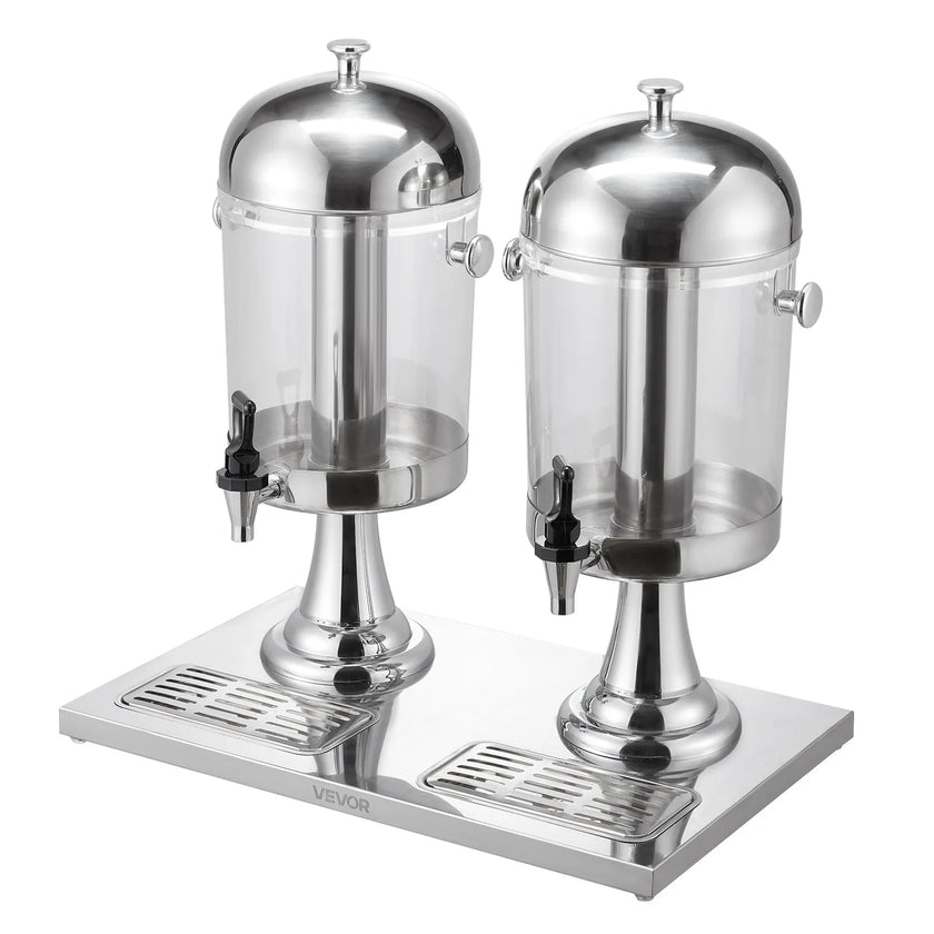 VEVOR Drink Dispenser 2.1 Gal x 2 Beverage Dispenser for Party with Spigot Tray