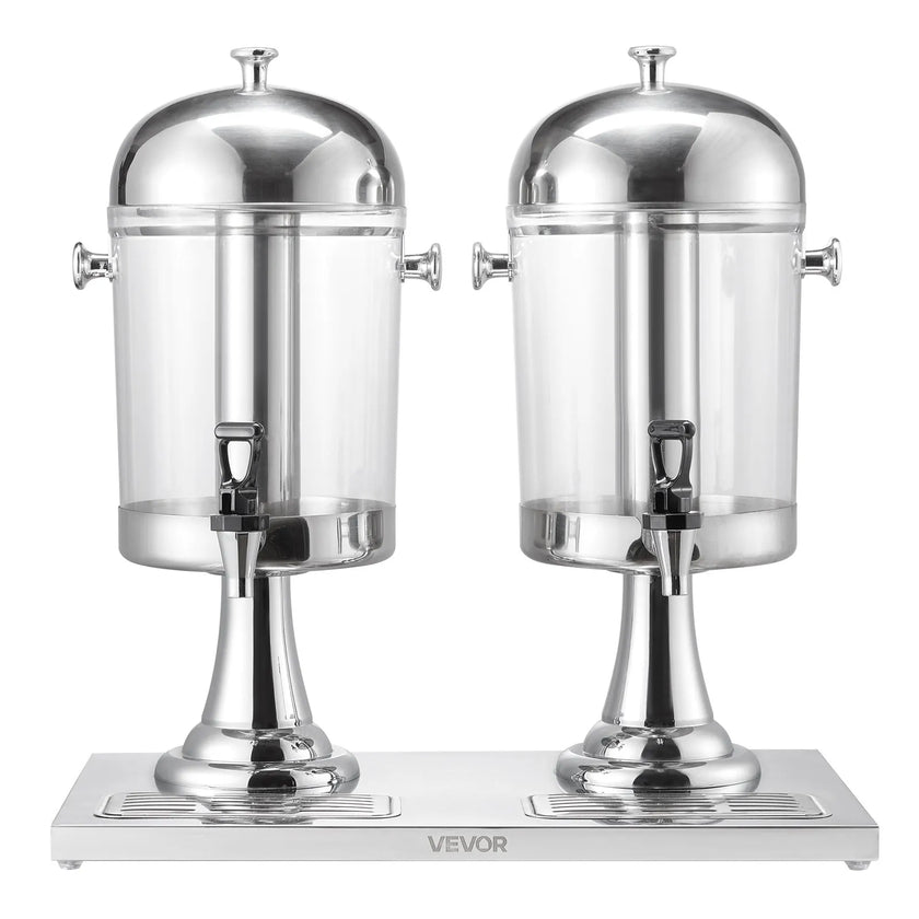 VEVOR Drink Dispenser 2.1 Gal x 2 Beverage Dispenser for Party with Spigot Tray