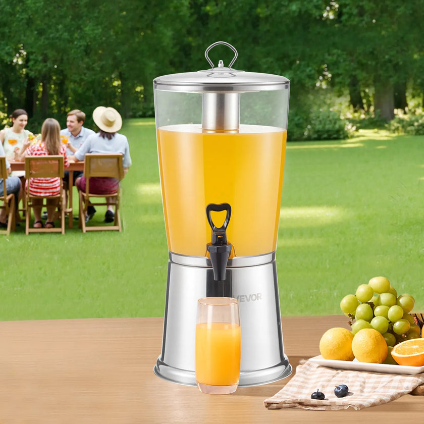 VEVOR Drink Dispenser 2.1 Gal Beverage Dispenser for Party w/ Spigot Ice Chamber