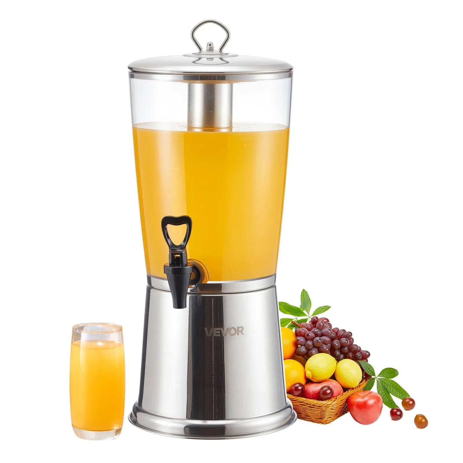 VEVOR Drink Dispenser 2.1 Gal Beverage Dispenser for Party w/ Spigot Ice Chamber