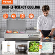 VEVOR Refrigerated Condiment Prep Station, 130 W Countertop Refrigerated Condiment Station, with 1 1/3 Pan & 4 1/6 Pans, 304 Stainless Body and PC Lid, Sandwich Prep Table with Stainless Guard, ETL