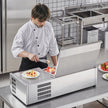 VEVOR Refrigerated Condiment Prep Station, 130 W Countertop Refrigerated Condiment Station, with 1 1/3 Pan & 4 1/6 Pans, 304 Stainless Body and PC Lid, Sandwich Prep Table with Stainless Guard, ETL