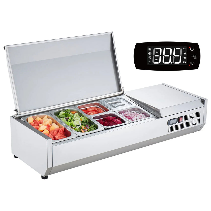 VEVOR Countertop Refrigerated Salad Pizza Prep Station 135 W Stainless Guard ETL