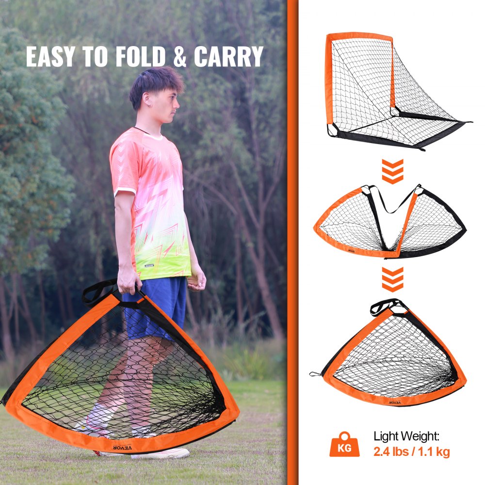 VEVOR Portable Soccer Goal, 4x3 ft Kids Backyard Soccer Net, Foldable Pop Up Practice Soccer Net, Mini Youth Training Soccer Goal Set, All-Weather Indoor Outdoor Soccer Goals with Carry Bag, 1 Pack
