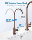 VEVOR Ro Water Faucet, Lead-Free Stainless Steel Faucet, Drinking Water Faucets with Solid Brass Valve, Anti-Rust & Durability Drinking Water Faucets For Kitchen, Bar Counter, Cafe, Antique Bronze