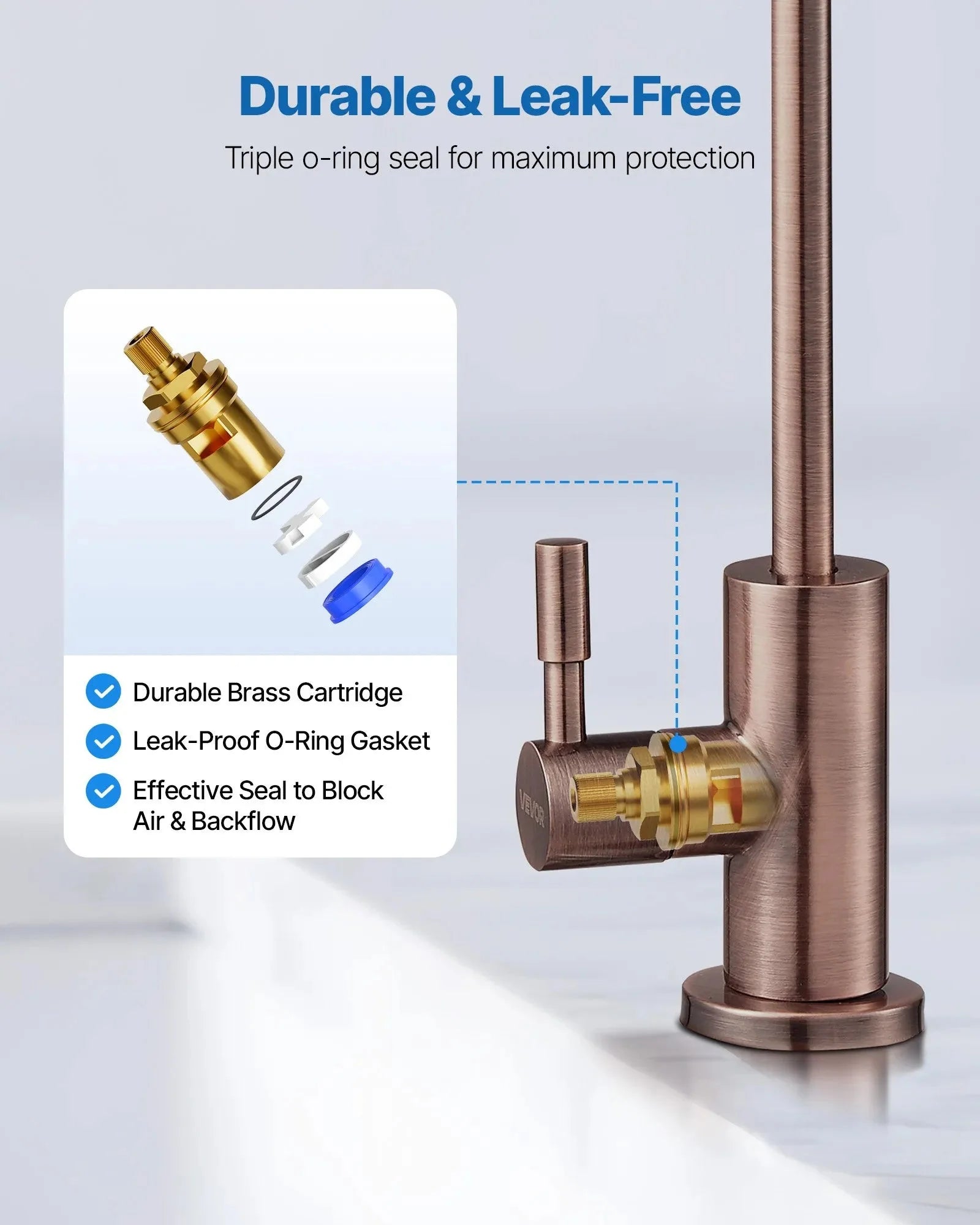 VEVOR Ro Water Faucet, Lead-Free Stainless Steel Faucet, Drinking Water Faucets with Solid Brass Valve, Anti-Rust & Durability Drinking Water Faucets For Kitchen, Bar Counter, Cafe, Antique Bronze
