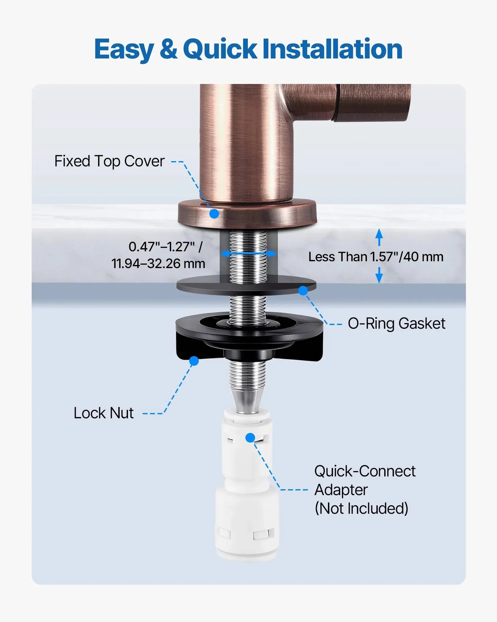 VEVOR Ro Water Faucet, Lead-Free Stainless Steel Faucet, Drinking Water Faucets with Solid Brass Valve, Anti-Rust & Durability Drinking Water Faucets For Kitchen, Bar Counter, Cafe, Antique Bronze