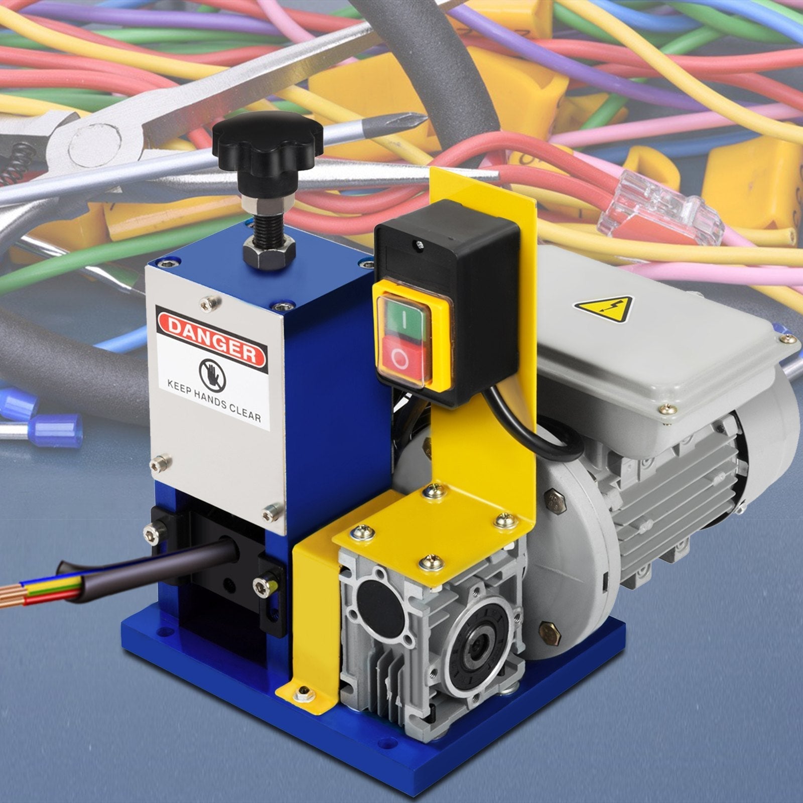 VEVOR Cable Wire Stripping Machine 1.5-25mm Dark Blue Wire Stripping Machine 1 Channels Tool Manual Hand Cranked Industrial Wire Stripping Recycle +Cutter Blade (Dark Blue/Cutter Blade)