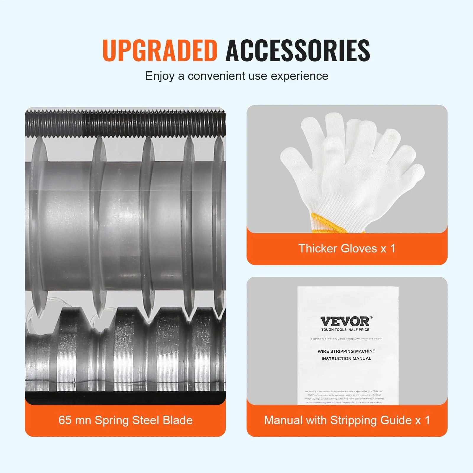 VEVOR Automatic Wire Stripping Machine, 0.06''-0.98'' Electric Motorized Cable Stripper, 60 W, Wire Peeler with Visible Stripping Depth Reference, 6 Round & 1 Flat Channels for Scrap Copper Recycling