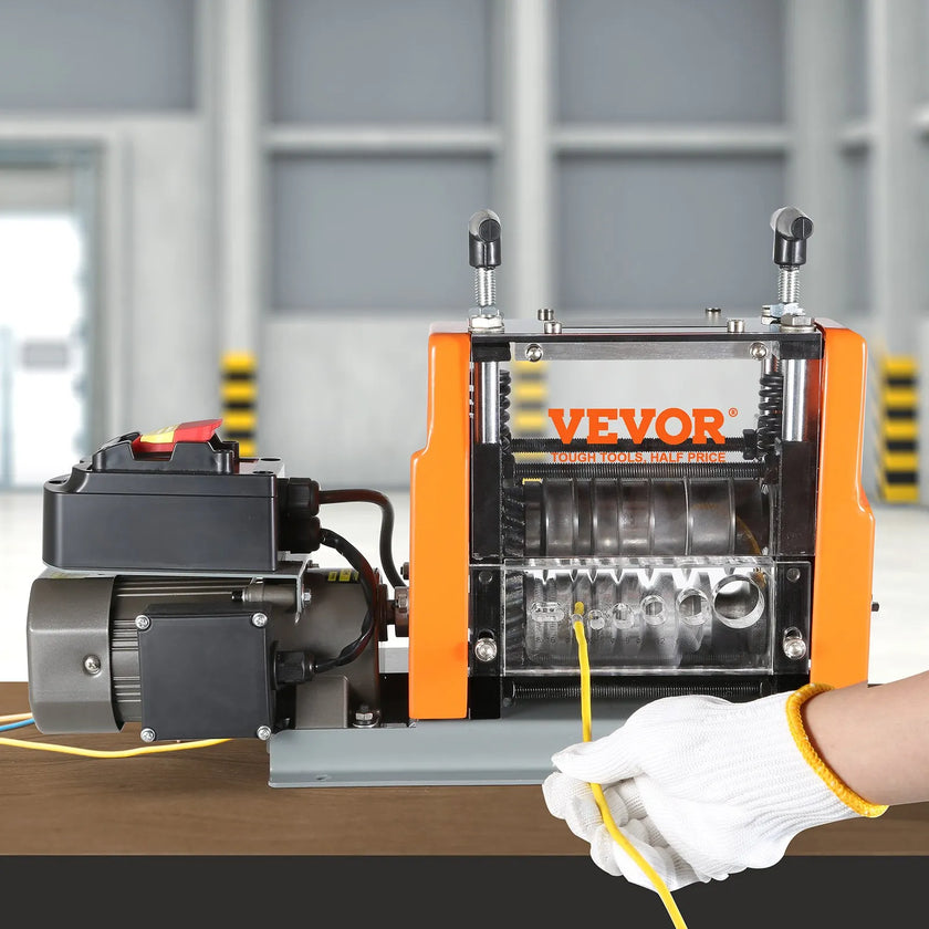 VEVOR Automatic Wire Stripping Machine, 0.06''-0.98'' Electric Motorized Cable Stripper, 60 W, Wire Peeler with Visible Stripping Depth Reference, 6 Round & 1 Flat Channels for Scrap Copper Recycling