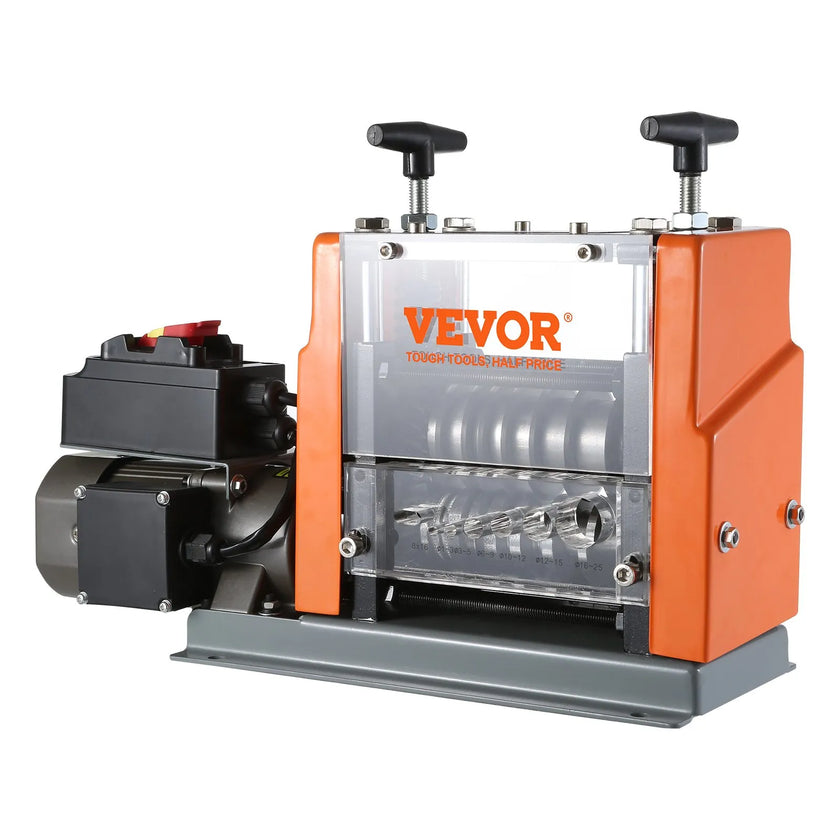 VEVOR Automatic Wire Stripping Machine, 0.06''-0.98'' Electric Motorized Cable Stripper, 60 W, Wire Peeler with Visible Stripping Depth Reference, 6 Round & 1 Flat Channels for Scrap Copper Recycling