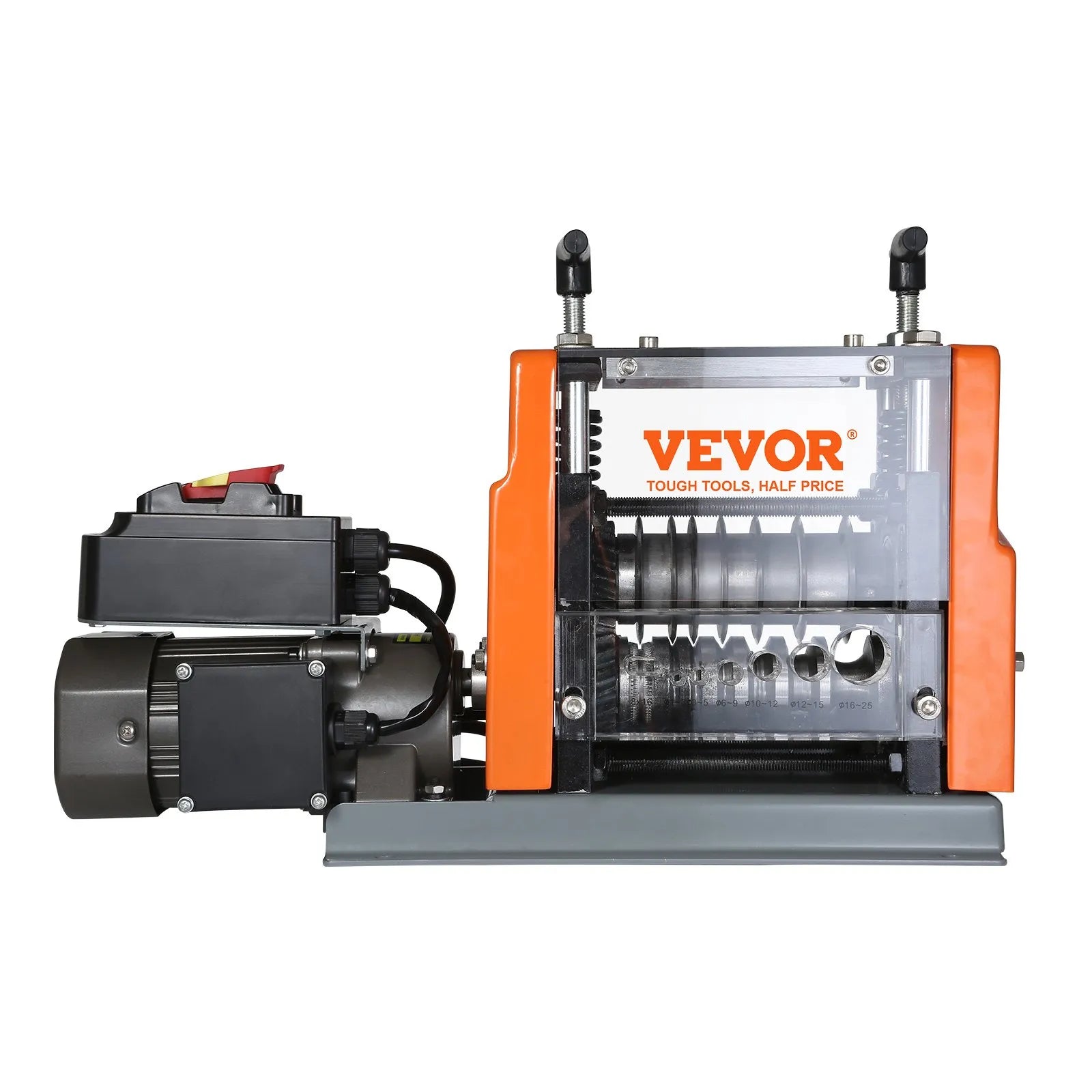 VEVOR Automatic Wire Stripping Machine, 0.06''-0.98'' Electric Motorized Cable Stripper, 60 W, Wire Peeler with Visible Stripping Depth Reference, 6 Round & 1 Flat Channels for Scrap Copper Recycling
