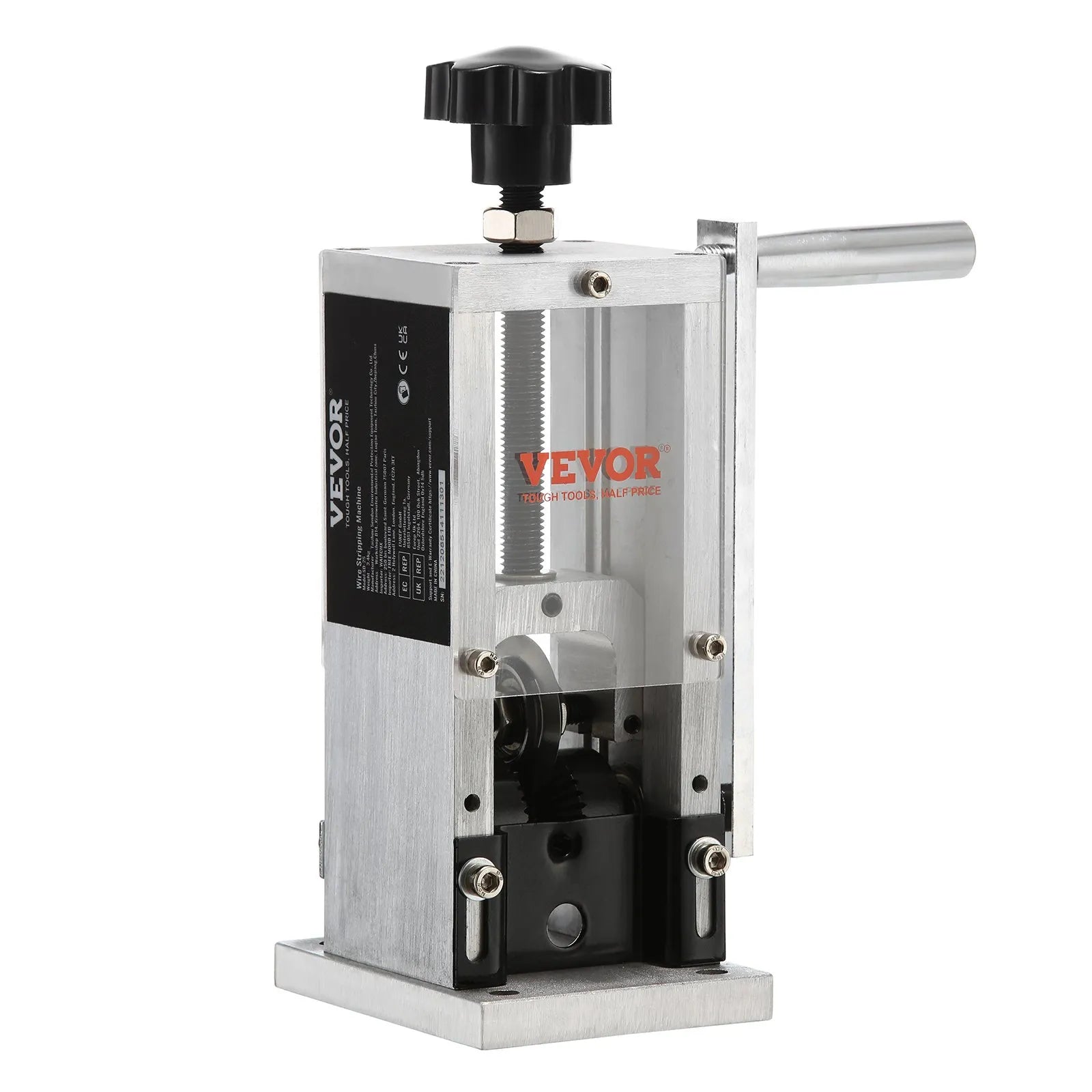 VEVOR Manual Wire Stripping Machine, 0.06''-0.98'' Copper Stripper with Hand Crank or Drill Powered, Visible Stripping Depth Reference, Portable Aluminum Frame Wire Peeler for Scrap Copper Recycling