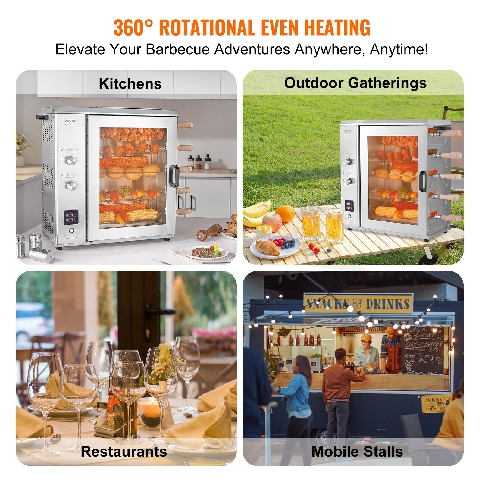 VEVOR Shawarma Grill Machine, 5 Strings of Barbecue Capacity, Chicken Shawarma Cooker Machine with 2 Burners, Gas Vertical Broiler Gyro Rotisserie Oven Doner Kebab Machine, for Home Restaurant Kitchen