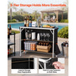Folding Portable Bar Table with Dual Storage Shelves & Carry Bag