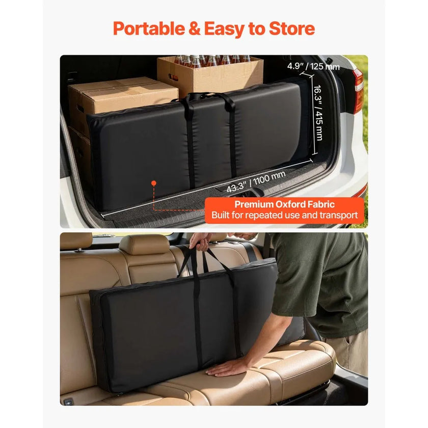 Folding Portable Bar Table with Dual Storage Shelves & Carry Bag