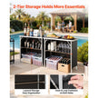 Portable Folding Bar Table Set with Storage Shelf & Carry Bag – 2 Pack