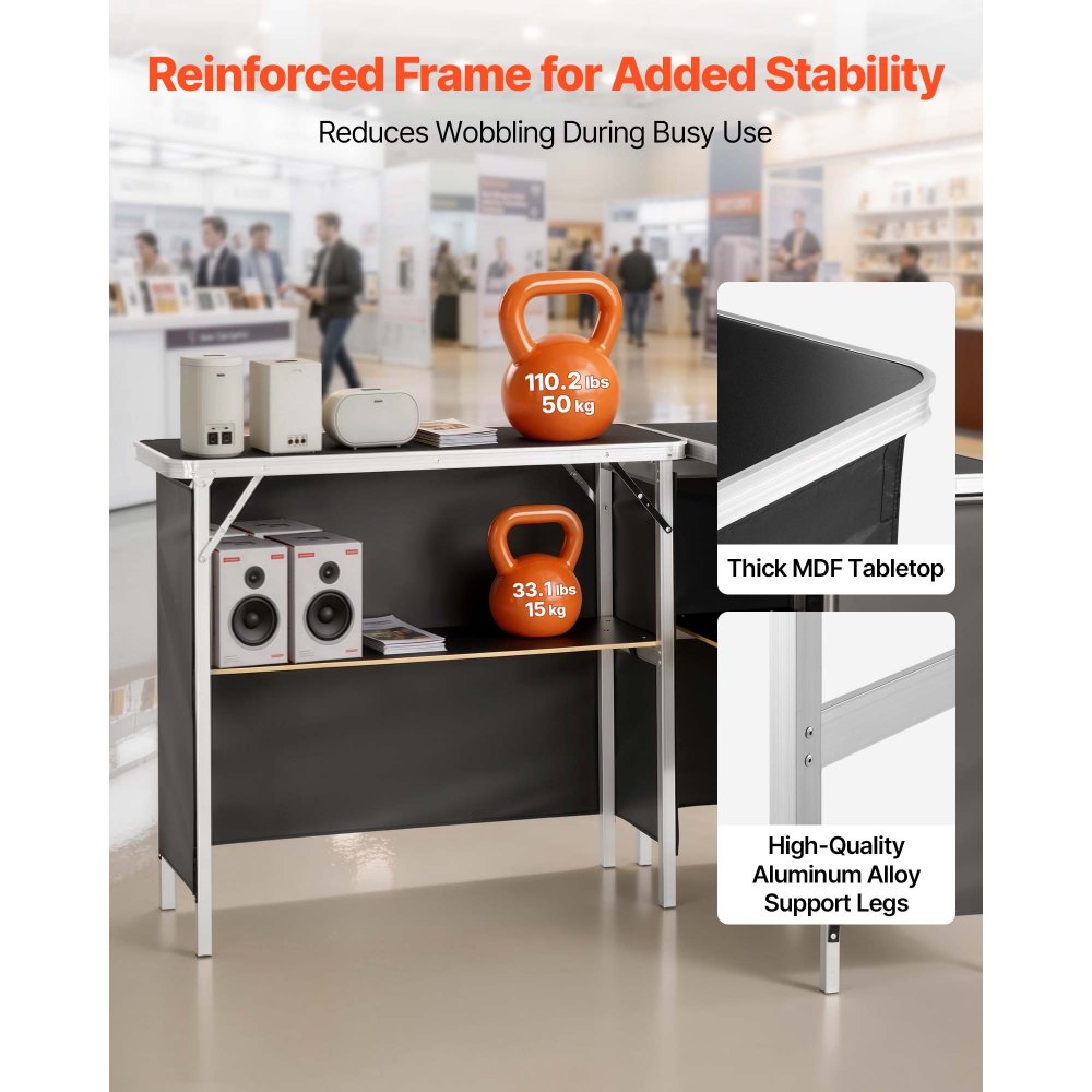 Portable Folding Bar Table Set with Storage Shelf & Carry Bag – 2 Pack