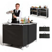 Portable Folding Bar Table Set with Storage Shelf & Carry Bag – 2 Pack